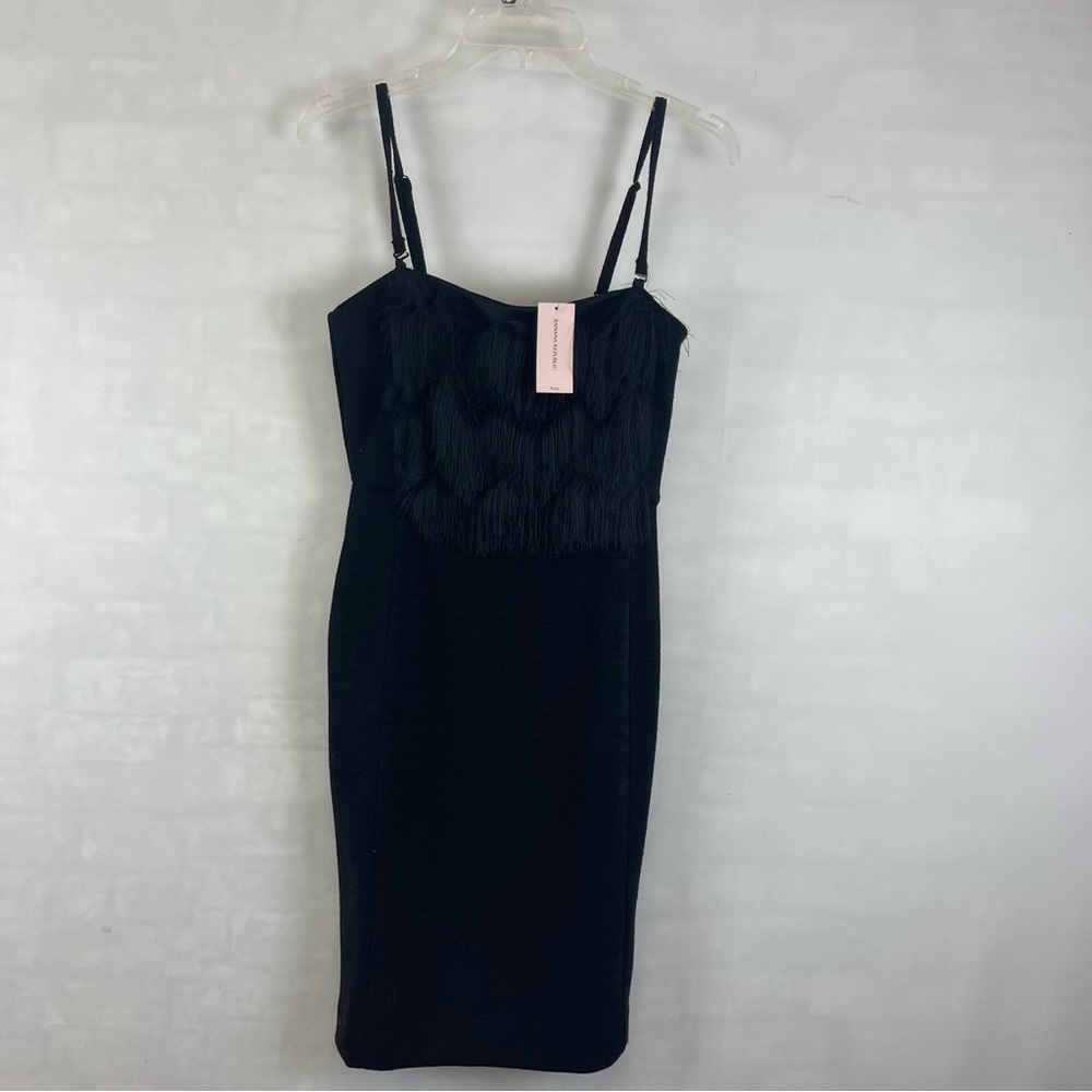 Banana Republic Petite 4P Black Fringe Bodycon Cocktail‎ Dress NWT